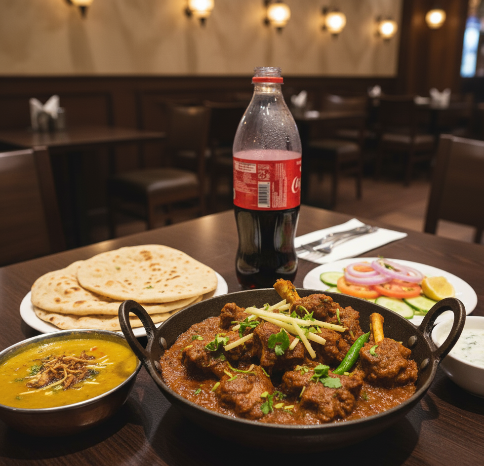 Half KG Mutton Karahi Special & Daal Any Full & 4 Roti & Raita & Salad & 1 Ltr Cold Drink